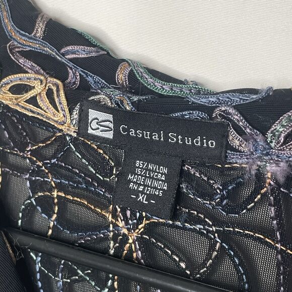 Y2K Women Full Zip Jacket XL Embroidered Floral Design Art to Wear Grunge Retro - Picture 5 of 10